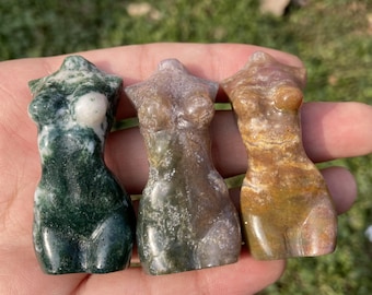 1pc 2" Natural Moss Agate Quartz Goddess,Quartz Crystal Beauty,Crystal Heal,Crystal body,Crystal Sculpture,Quartz Palm Stone,Crystal Gifts