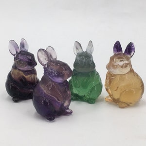 Natural Fluorite Rabbit,Quartz Crystal Rabbit, Carved animal,Crystal Heal,Home decoration,Carved Quartz,Crystal Sculpture,Crystal Gifts 1PC