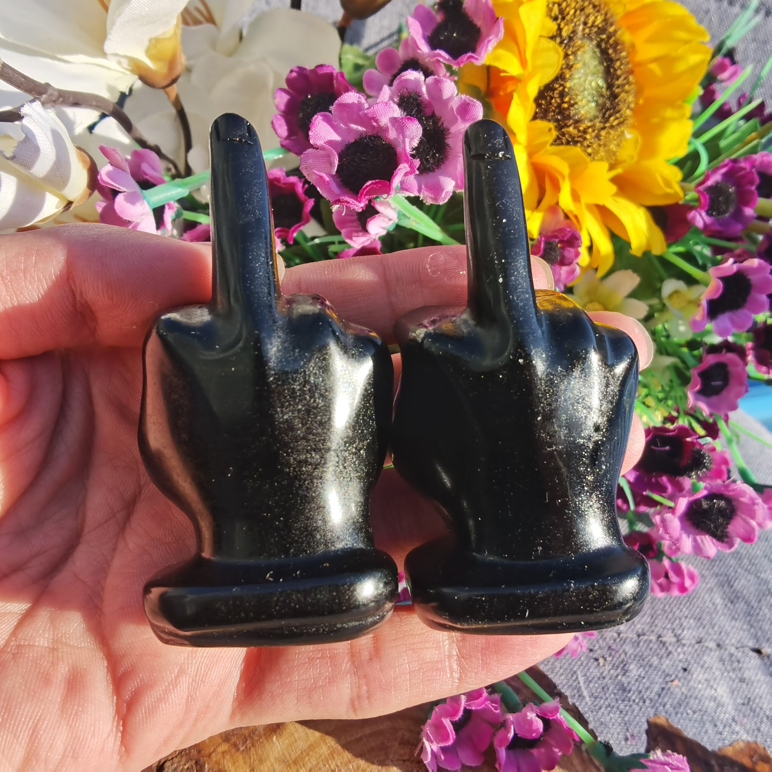 3.5'' Natural Obsidian Middle Finger Full Polished, Crystal Middle