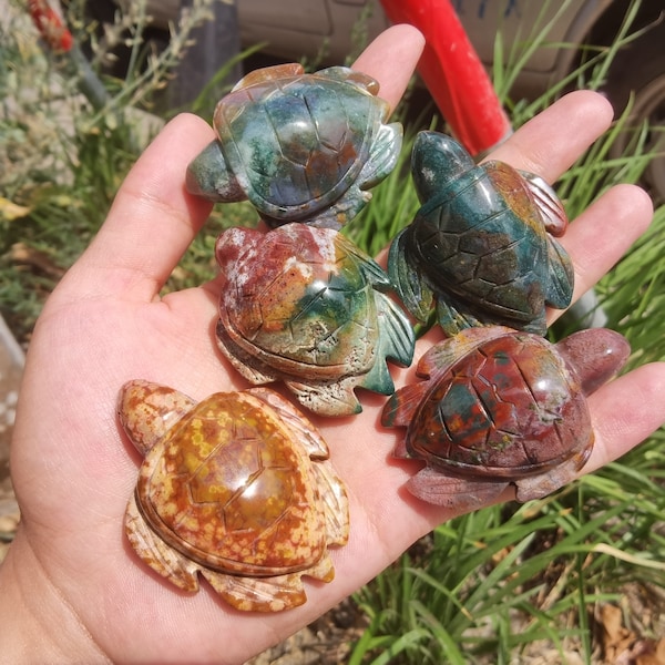 1PC Natural Ocean Jasper Turtle,Crystal Turtle,Crystal Gift,Mineral Specimen,Crystal Carving,Quartz Crystal,Crystal Sculpture,Reiki Healing