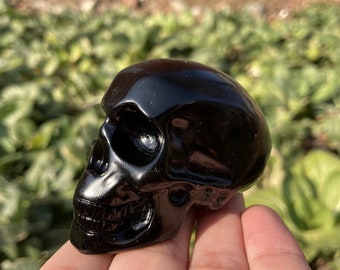 1PC 3" Natural Obsidian Skull,Quartz Crystal Skull Carved ,Crystal Heal Reiki,Home decoration,Crystal Sculpture,Mineral,Crystal Gifts