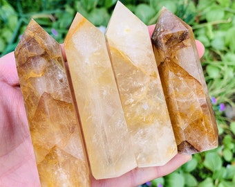 Natural Golden healer obelisk,Quartz tower,Crystal point,Crystal collection,Crystal Heal,Rock specimens,Crystal decoration,Crystal Gifts