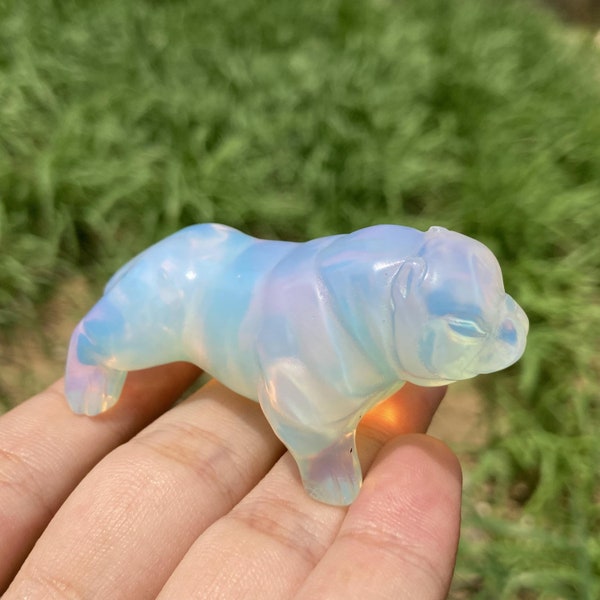 1PC Opalite Bulldog,Quartz Crystal Dog,animal Carved,Crystal Heal,Home decoration,Quartz Carved,Crystal Sculpture,Crystal Gifts