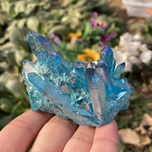40g Natural Blue Titanium Aura Quartz Cluster ,home decoration,Quartz crystal,Crystal collection,Rock,mineral specimens,Reiki Healing 1PC image 1