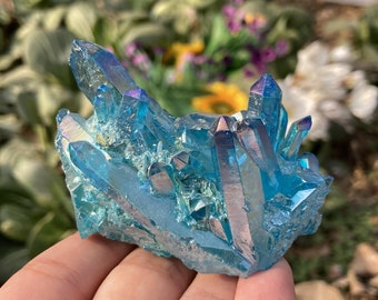 40g + Natürliche Blaue Titan Aura Quarz Cluster,Wohndekoration,Quarz Kristall Sammlung,Bergkristall,Mineralien, Reiki Heilung 1PC