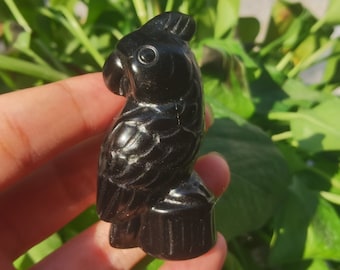 1PC Natural Obsidian parrots,Crystal animal,Crystal Bird,Crystal Gift,Mineral Specimen,Crystal Carving,Crystal Sculpture,Reiki Healing