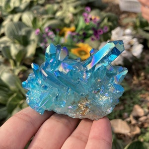40g Natural Blue Titanium Aura Quartz Cluster ,home decoration,Quartz crystal,Crystal collection,Rock,mineral specimens,Reiki Healing 1PC image 6