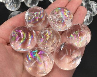 22mm Natural Clear quartz Sphere,Rainbow Quartz Crystal sphere,Crystal Heal Reiki,Home Decoration,Mineral Specimen,Crystal Gifts