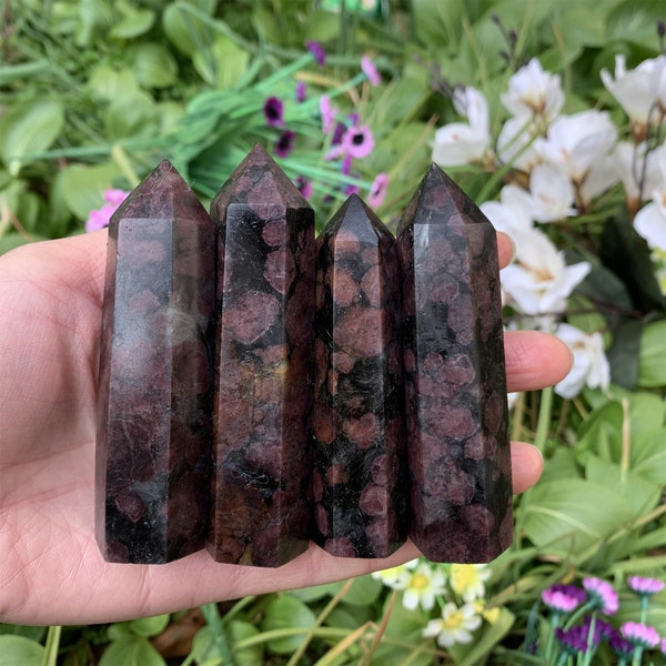 70g+ Natural garnet astrophyllite Obelisk,Quartz Piont,Home Decoration,Crystal Tower,Mineral Specimen,Reiki Healing,Crystal Gifts 1pc