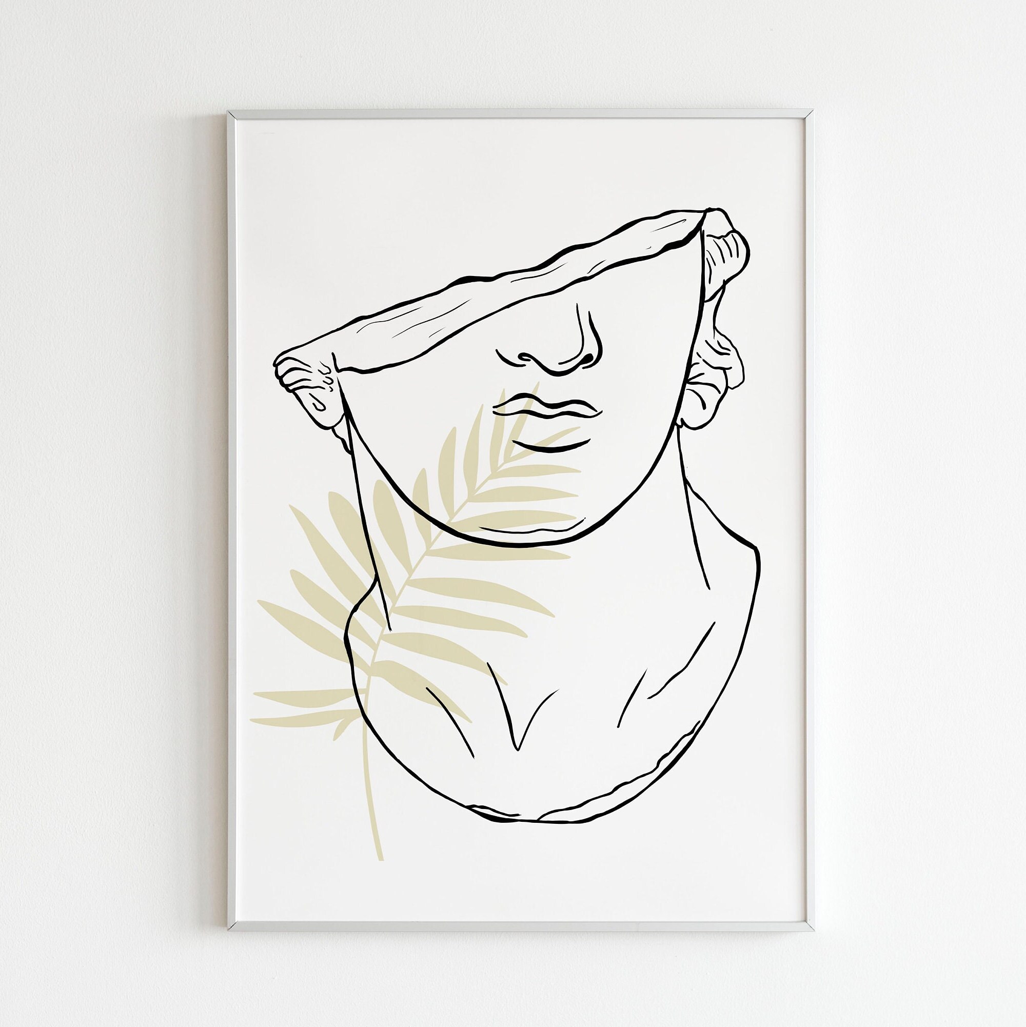 David Bust Digital Statue Print, David Statue Minimal Art, Statue Wall