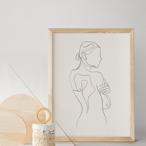 Naked Female Body Set of 4 Line Art Set, Printable Bundle Naked Woman