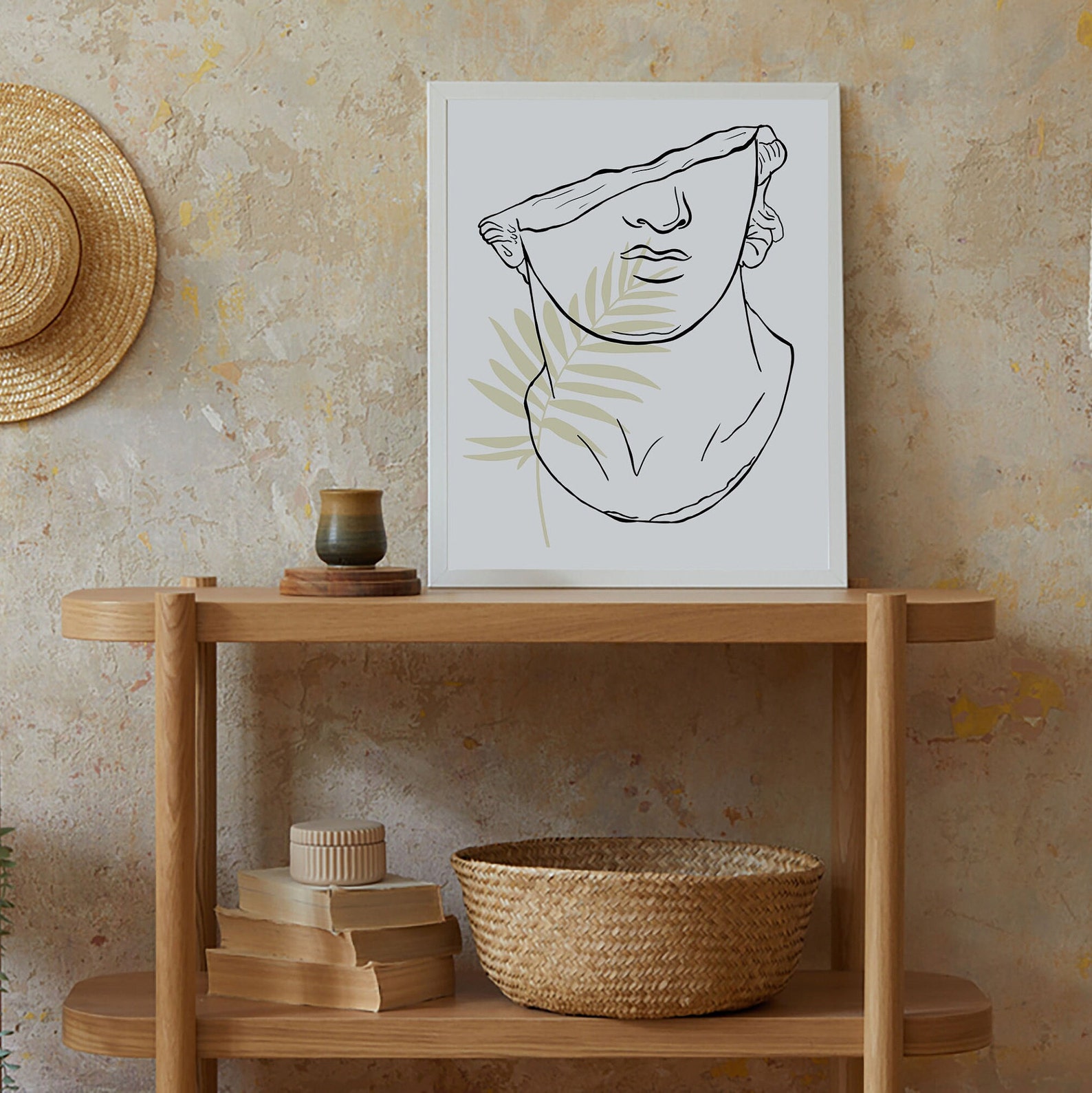 David Bust Digital Statue Print, David Statue Minimal Art, Statue Wall