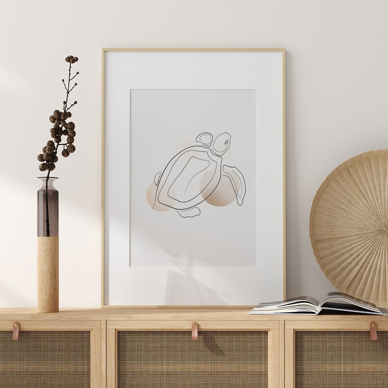 Turtle Animal One Line Art, Printable Continuous Line Wall Poster ...