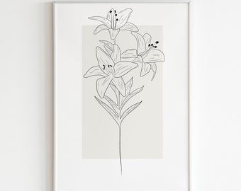 One Line Tulip Drawing Printable Abstract Minimalist Art - Etsy