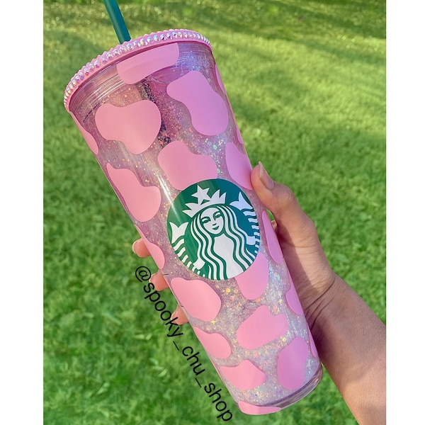 Magical Strawberry Cow Starbucks Snow globe Tumbler Liquid Filled