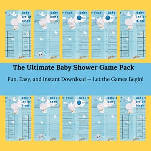 Baby Shower Games Bundle | Printable Baby Shower Activities | Instant Download PDF | Fun Party Games for Guests
