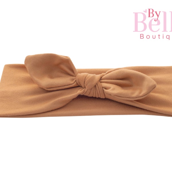 Camel baby headband, solid color hair bows, earth tone baby bows, autumn baby bows, tan baby bow, fall color headbands, neutral headwraps