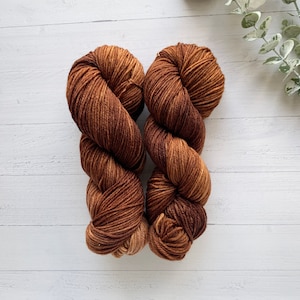 SPICE - Hand dyed DK yarn, DK sock yarn, brown Dk sock yarn, superwash dk merino, dk sock, brown 8 ply, brown 8 ply wool