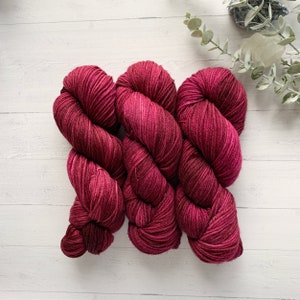 CRANBERRY - Hand dyed DK, Australian hand dyed DK , red Dk hand dyed,  red Dk yarn, red superwash merino, red 8 ply, yarn