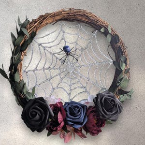 Handmade Spider Web Wreath: Wiccan Gothic Halloween Decor