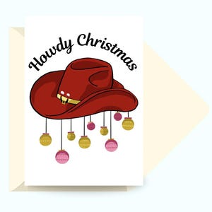 Howdy Christmas - Kartka świąteczna. Urocza kartka świąteczna. Karta świąteczna. Urocza kartka świąteczna. Służąca i możliwość personalizacji.