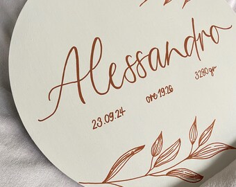 Wooden plaque for birth
