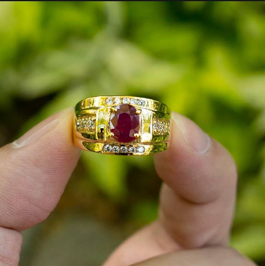 Ruby Ring Men's Ruby Ring Ruby Gold Ring Men's Etsy