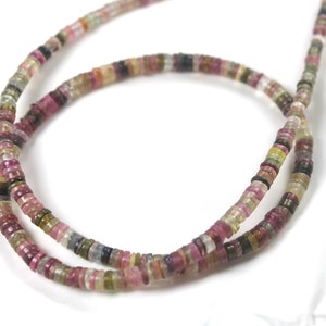 Multi tourmaline rondelle Smooth Tyre Beads 3.10-3.80 mm Multi color Tourmaline Beads Tourmaline Beads