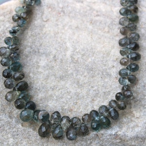 Moss Aquamarine Faceted Teardrop Beads: Natural Gemstone Briolettes