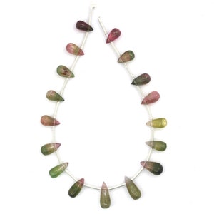 Bio Tourmaline Smooth Teardrop beads bio Tourmaline briolette drop  beads 7 inch strand Tourmaline strand tear drop Tourmaline bead