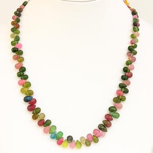Multi Tourmaline Smooth Teardrop beads multi Tourmaline briolette beads 6 inch strand green pink Tourmaline strand tear drop Tourmaline bead