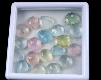 Piedras preciosas sueltas de aguamarina talla rosa: 29 piezas, 7x9-9 x 11 mm