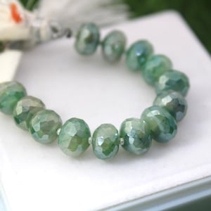 Green Coated Moonstone Rondelle Beads - 4 Inch Strand