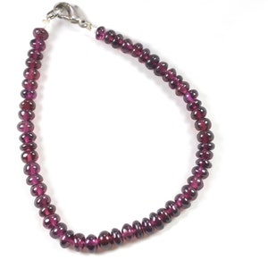Rhodolite Rondelle Bracelet: Sterling Silver Gemstone Jewelry, 8 Inches