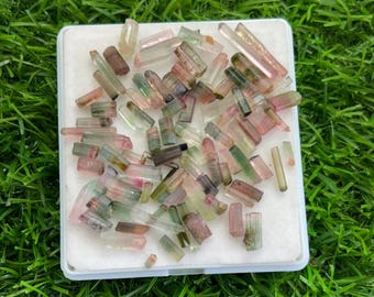 Cuentas tubulares de turmalina bicolor: cristales de piedras preciosas en bruto para la fabricación de joyas