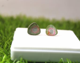 13.75 Carat Natural Watermelon Tourmaline Slice: Bi-Color Gemstone
