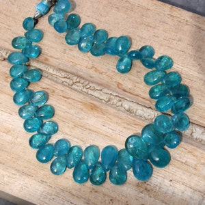 Natural Neon Blue Apatite Gemstone Pear Beads - 8.5 Inch Strand