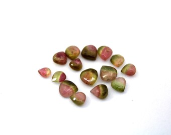 4.90x6.80 mm 100 % Natural Watermelon Tourmaline Heart shape Bead 15 Pieces Lot Bi-Tourmaline Heart beads for Jewellery makin Gemstone