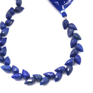 AAA+ Natural Lapis Lazuli Tulip Flower Buds Drops Briolette 8 inch Strand Lapis Lazuli Gemstone Diagonal Drill Faceted Teardrop Fancy Beads