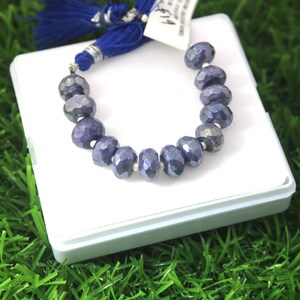 Blue Coated Moonstone Rondelle Beads: Faceted Gemstone Jewelry Making (4 inch)