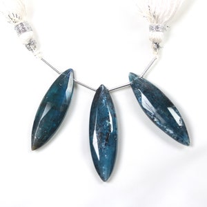 Moss Kyanite Faceted Marquise Briolette Beads - 3 Pieces