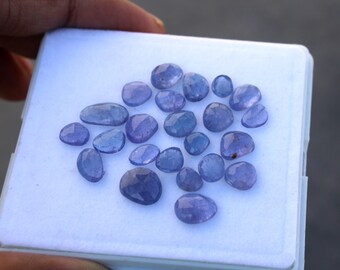 Rose Cut Tanzanite Cabochons: Loose Gemstones, Blue, 32 pcs