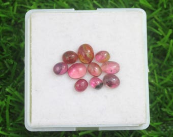 10 cabochons ovales en tourmaline rose : pierres précieuses lisses pour enrouler les câbles