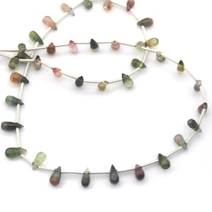 Bio Tourmaline Smooth Teardrop beads multi Tourmaline tear drop beads 12 inch strand green pink Tourmaline tear drop Tourmaline briolette&#39;s