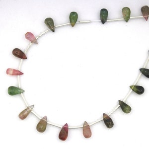 Bio Tourmaline Smooth Teardrop beads multi Tourmaline smooth tear drop  beads 8 inch strand Tourmaline strand tear drop Tourmaline bead