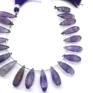 Purple Amethyst Faceted Teardrop Beads: AAA Briolette Gemstone, 8.5 Inch