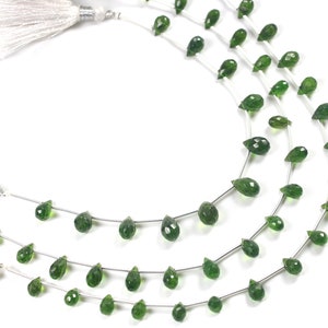 Natural Chrome Diopside Teardrops Briolettes faceted chrome diopside tear drop beads for jewellery making