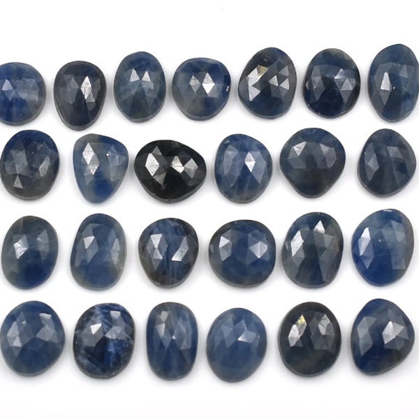 Natural Blue Sapphire Rose Cuts Loose Gemstone, 7x9 to 11X14 mm, Sapphire Rose Cut Stone For Making, Sapphire Rosecut, Sapphire Slices