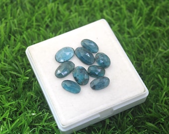 Teal Blue Moss Kyanite Rose Cut Gemstone Cabochons: 13 Faceted Slices