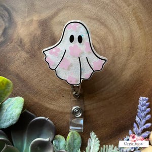 Ghost Badge reel, Halloween badge reel, Badge reel for teacher, Badge reel for nurse, Ghost Retractable Badge Reel, ID Holder, Medical Gift.